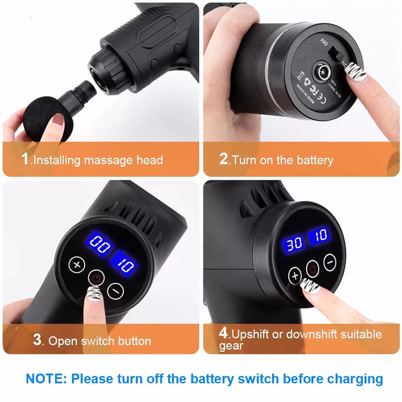 LLE Smart Touch Screen Massage Gun (High-Frequency Body Muscle Therapy Relaxation)