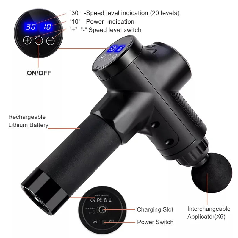 LLE Smart Touch Screen Massage Gun (High-Frequency Body Muscle Therapy Relaxation)