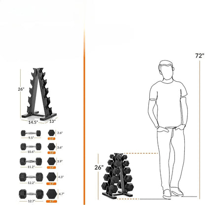 LLE Dumbbell Set with Rack (150 LBS Set)